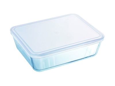 Rechthoekige Ovenschaal met Plastic Vershouddeksel Cook&Freeze 25x20cm