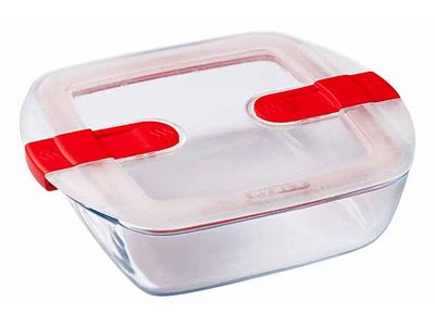 Cook & Heat Ovenschotel Vierkant 0,35l 20x17xh6cm Met Kunststof Deksel