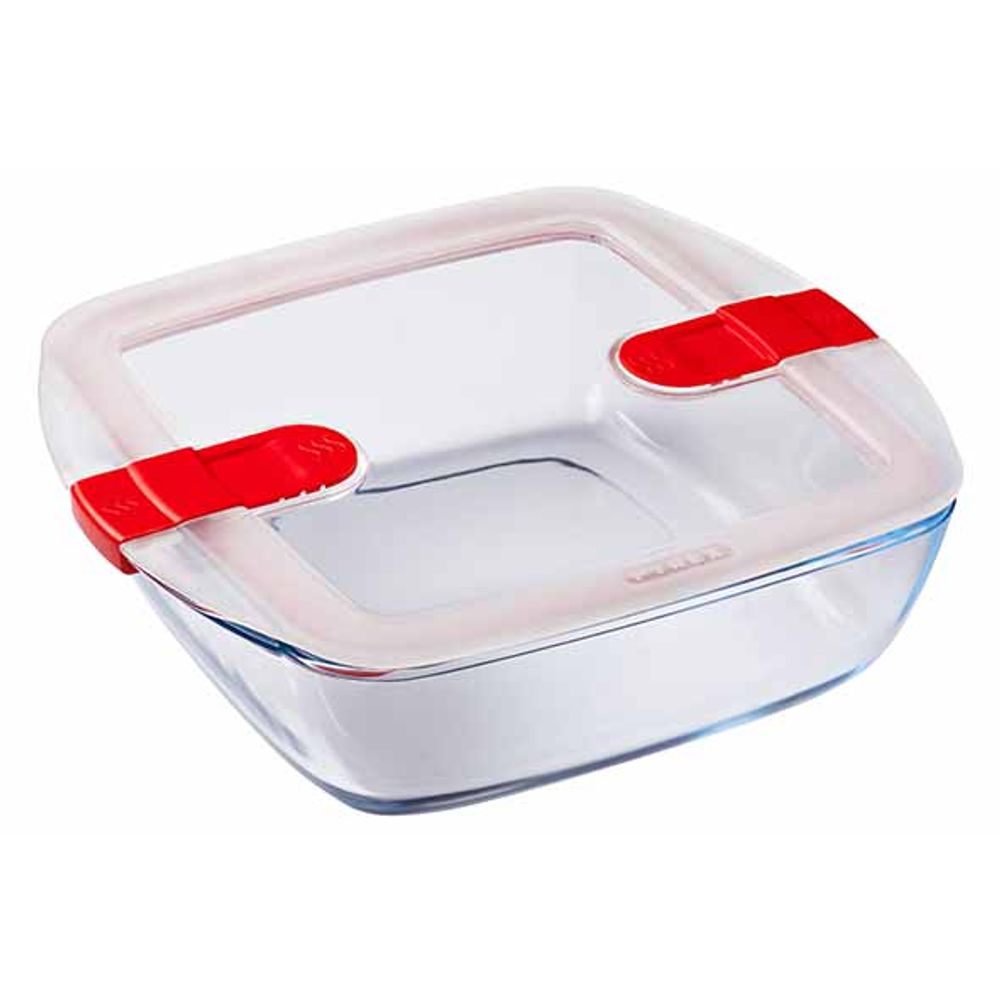 Pyrex Ovenschotels Cook & Heat Ovenschotel Vierkant 2,2l 25x22xh7cm Met Kunststof Deksel