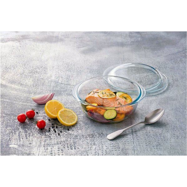 Pyrex Essentials Ovenschaal Rond met Deksel 1,6 liter - Borosilicaatglas - Transparant