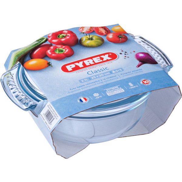 Pyrex Essentials Ovenschaal Rond met Deksel 1,6 liter - Borosilicaatglas - Transparant