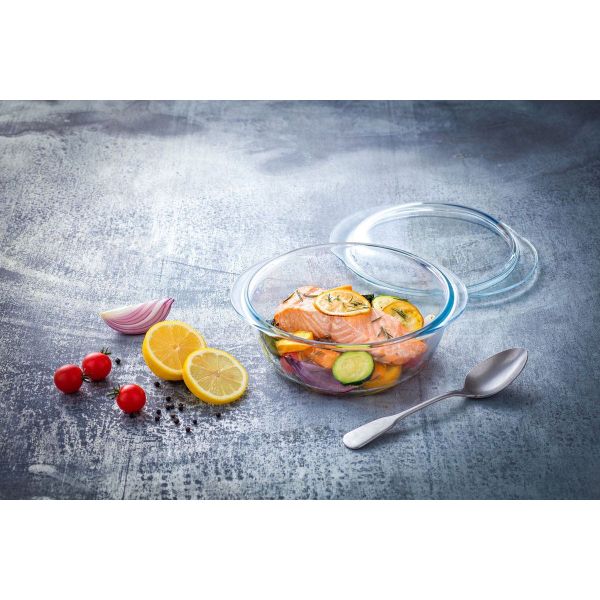 Pyrex Essentials Ovenschaal Rond met Deksel 1,6 liter - Borosilicaatglas - Transparant