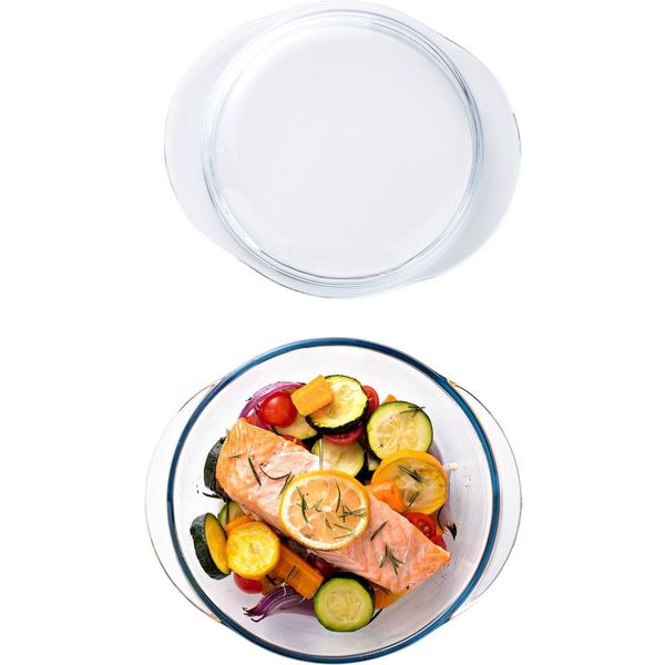 Pyrex Essentials Ovenschaal Rond met Deksel 1,6 liter - Borosilicaatglas - Transparant