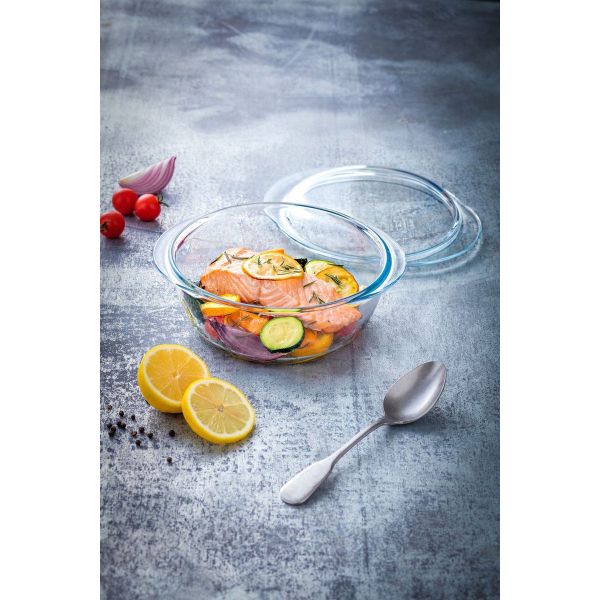 Pyrex Essentials Ovenschaal Rond met Deksel 1,6 liter - Borosilicaatglas - Transparant