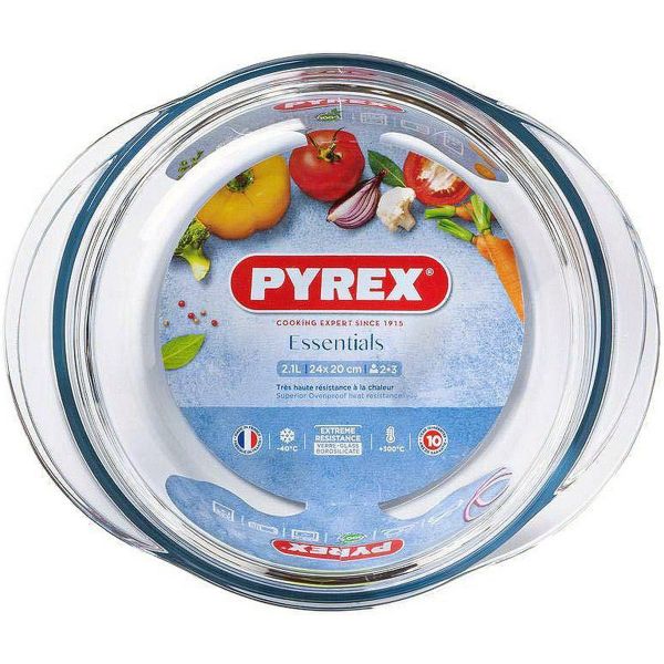 Pyrex Essentials Ovenschaal Rond met Deksel 1,6 liter - Borosilicaatglas - Transparant