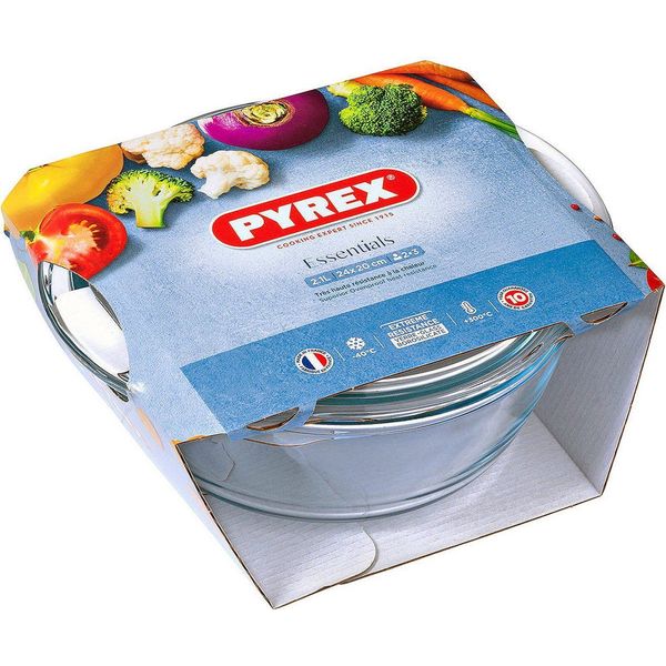 Pyrex Essentials Ovenschaal Rond met Deksel 1,6 liter - Borosilicaatglas - Transparant