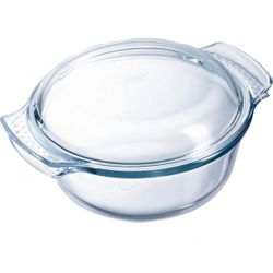 Pyrex Essentials Ovenschaal Rond met Deksel 2,4 liter - Borosilicaatglas - Transparant