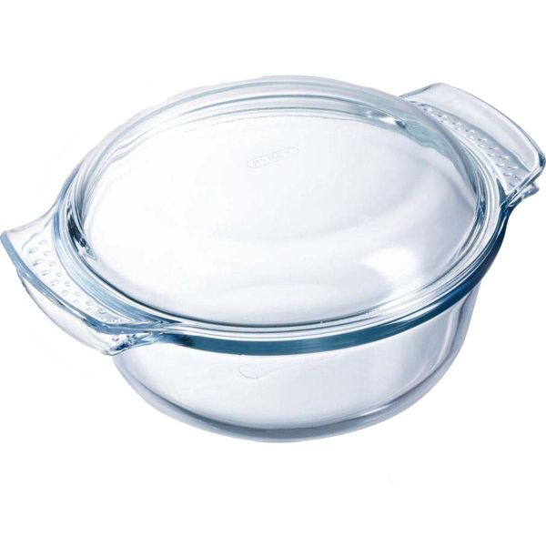 Pyrex Essentials Ovenschaal Rond met Deksel 2,4 liter - Borosilicaatglas - Transparant