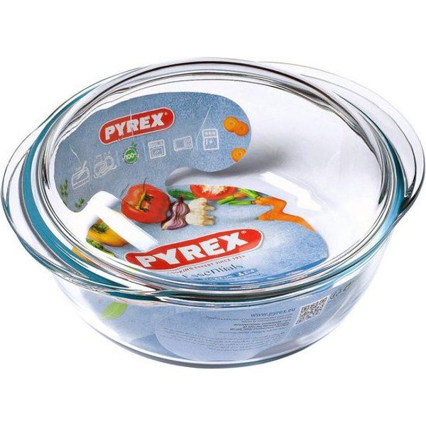 Pyrex Essentials Ovenschaal Rond met Deksel 2,4 liter - Borosilicaatglas - Transparant