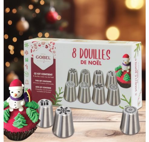 Doos met 8 Gebakspuitmondjes - Kerstspecials  Gobel