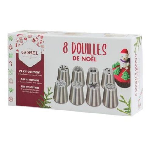 Doos met 8 Gebakspuitmondjes - Kerstspecials  Gobel