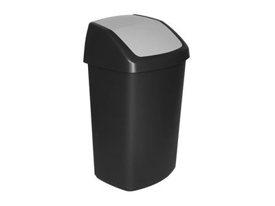 Poubelle Swing 50l Noir-gris Claire 41x34xh67cm