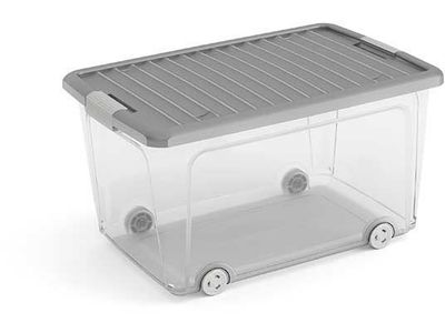 W-box Opbergbox L Grijs Deksel 56.5x39x H31.5cm Rehcthoek