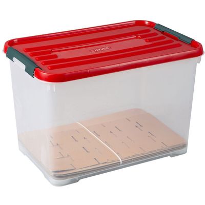 Handy Plus Box Noel 65l 60x40xh38,8cm Couvercle Rouge - Carton  Curver