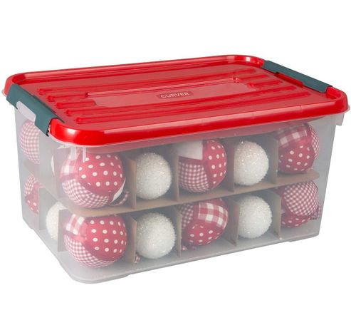 Handy Plus Kerstbox 50l 60x40xh29cm Rood Deksel - Tussenkarton  Curver