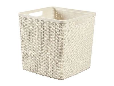 Jute Opbergbox Wit Cube 17l Vierkant Offwhite