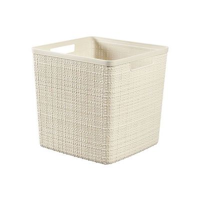 Jute Box De Rangement Blanc Cube 17l Carre Offwhite  Curver