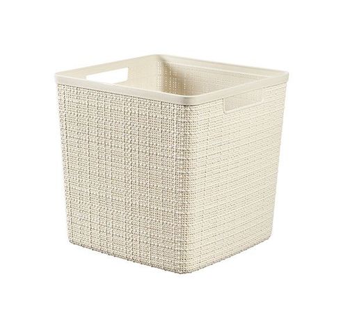 Jute Box De Rangement Blanc Cube 17l Carre Offwhite  Curver