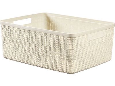 Jute Opbergbox Wit Medium 12l 36,2x28.2x H14,5cm Rechthoek Offwhite