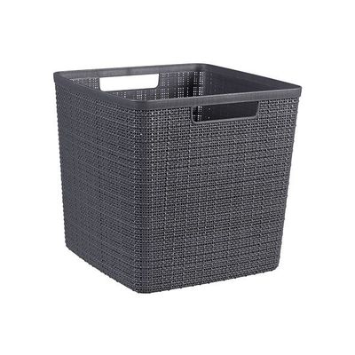 Jute Box De Rangement Gris Fonce Cube 1 7l 27,9x27,9xh27cm Carre Deep Shadow  Curver