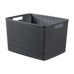 Jute Opbergbox Donkergrijs Large 20l 36, 2x28,2xh23cm Rechthoek Deep Shadow 