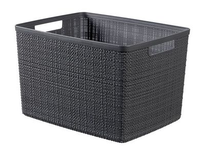 Jute Opbergbox Donkergrijs Large 20l 36, 2x28,2xh23cm Rechthoek Deep Shadow