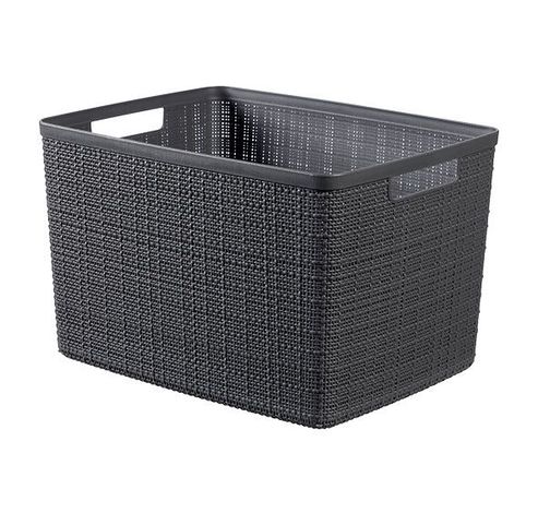 Jute Opbergbox Donkergrijs Large 20l 36, 2x28,2xh23cm Rechthoek Deep Shadow  Curver