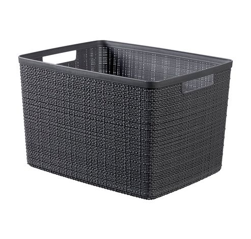 Jute Opbergbox Donkergrijs Large 20l 36, 2x28,2xh23cm Rechthoek Deep Shadow  Curver