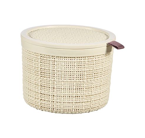 Jute Opbergbox Wit Rond 2l D17,1xh12.6  Rond Offwhite +deksel  Curver