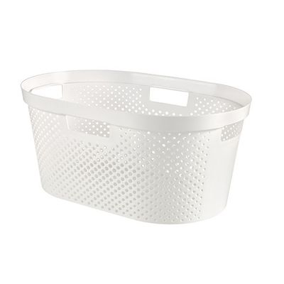 Infinity Recycled Panier Linge Dots 40l Blanc 58.5x38xh26.5cm  Curver