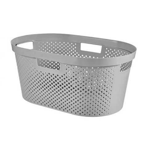 Infinity Recycled Panier Linge Dots 40l Gris 58.5x38xh26.5cm  Curver