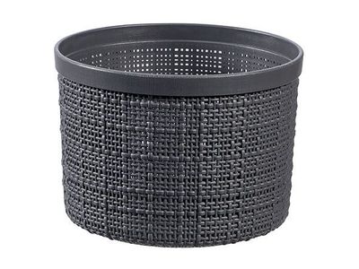 Jute Opbergbox Donkergrijs Rond 2l D17, 1xh12,6cm Rond Deep Shadow +deksel