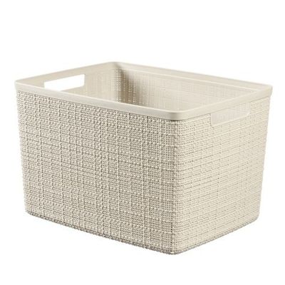 Jute Box De Rangement Blanc Large 20l  36,2x28,2xh23cm Rectangle Offwhite  Curver