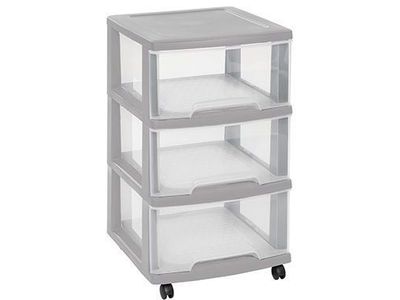 Essentials Ladesysteem 3x20l Smokey Grey 37.1x38.9x67cm Op Wielen