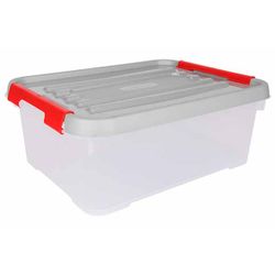 Handy Plus Kerstbox 12l 40x29xh15cm Grijs Deksel/rode Clips 