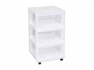 Essentials Ladesysteem 3x20l Wielen Transparant - 37,1x38,9xh67cm