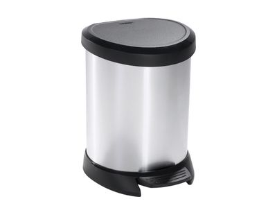 Decobin Poubelle Pedale 5l Argent/noir Rp 24,6x21x27,7