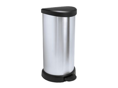 Decobin Poubelle A Pedale 40l Argent-noi 31x35x70cm - Metal Look