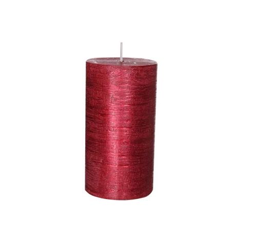 Rustic Cylinderkaars Metallic Rood 13cm D7xh13cm  Cosy & Trendy