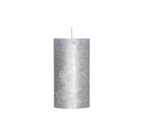 Rustic Cylinderkaars Metallic Zilver 13 D7xh13cm  Cosy & Trendy