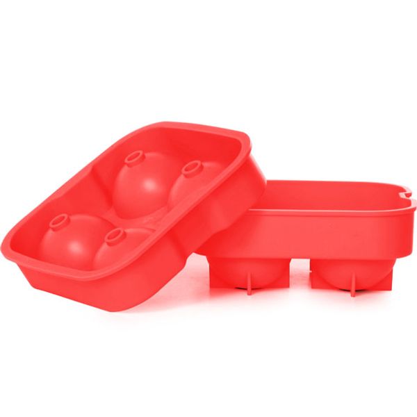 Cosy & Trendy Ijsblokhouder Ballen Rood 4st D4.5cm Silicone