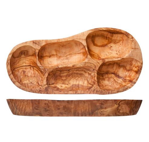 Assiette Antipasti 3 Compartiments 30-38cm X14-20cm X 5cm Olivier  Cosy & Trendy