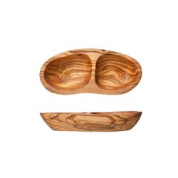 Antipasti Bord Met 2 Compartimenten 20x8-9xh3,5cm Olijfhout 