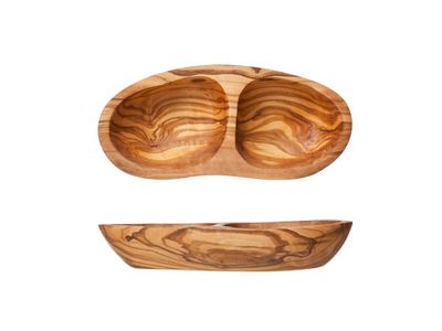 Antipasti Bord Met 2 Compartimenten 20x8-9xh3,5cm Olijfhout