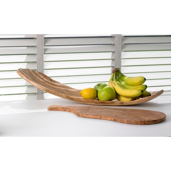 Cosy & Trendy Fruitschaal Plat 64-68cm X 23-32cm Olijfhout