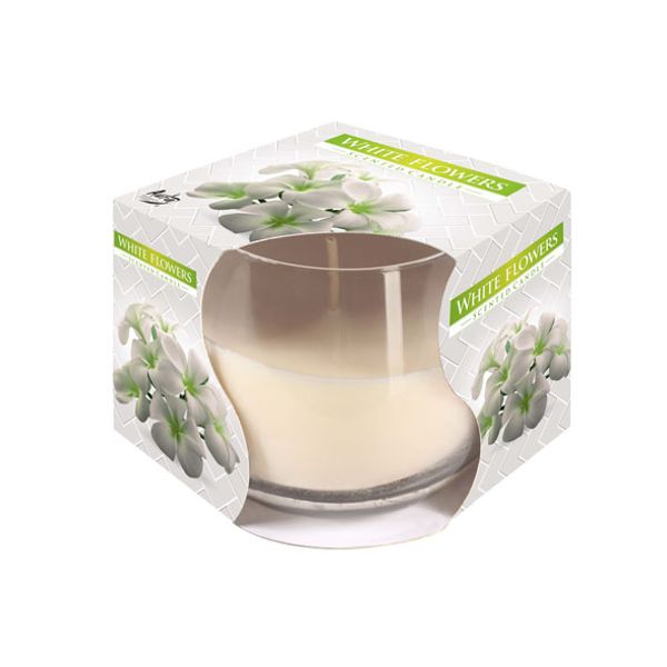 Cosy & Trendy Ct Geurkaars Glas White Flowers-wit D8xh7cm