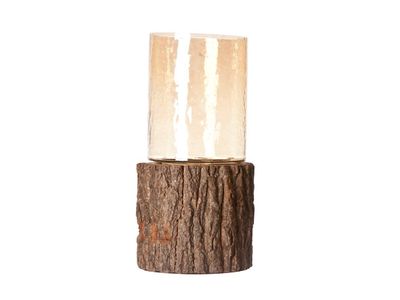 HOUT-GLAS WINDLICHT 33X14X14CM