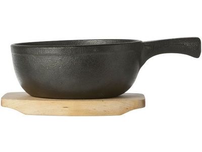 Gietijzer Gratinschaal 13,5xh6cm Plank Mat Zwart Geemailleerd 500ml