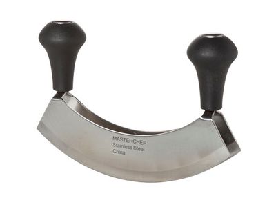 Mezzaluna Hachoir A Deux Lames 18cm Inox Poignet Noir Pp Et Protection Lame