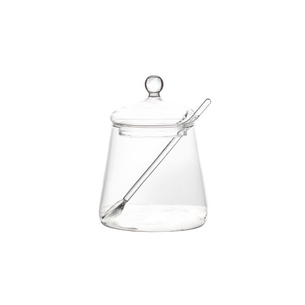 Potje Met Lepel Glas D8.5xh14.5cm  